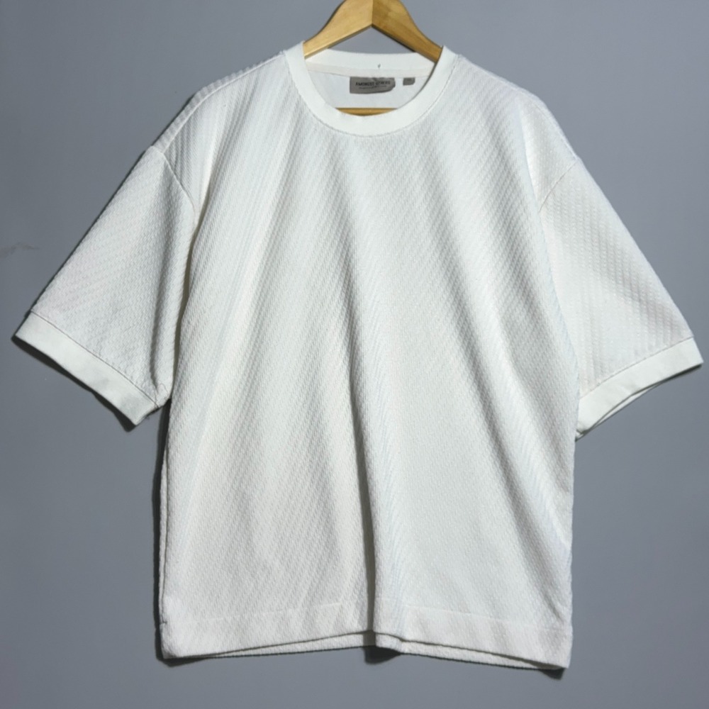 Amongst Others Textured Knit T Shirt Mens Size XL Spandex Blend White Streetwear
